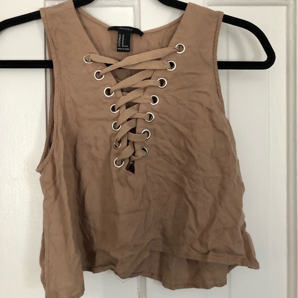 Flowy tan crop top